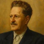 Epik Şiir Geleneği ve Toplumcu Gerçekçilik | Türk Şiirinde Tarihsel Anlatı Nazım Hikmet’in gerçekçi tarzda yağlı boya portresi; sıcak tonlarda, sade arka plan önünde, şair düşünceli bir ifadeyle sola bakarken betimlenmiş.