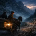 Peyami Safa’nın Anadolu’da Bir Gece hikâyesinde geçen yolculuğu çağrıştıran, gece vakti Orta Anadolu yollarında ilerleyen at arabası ve sert coğrafya