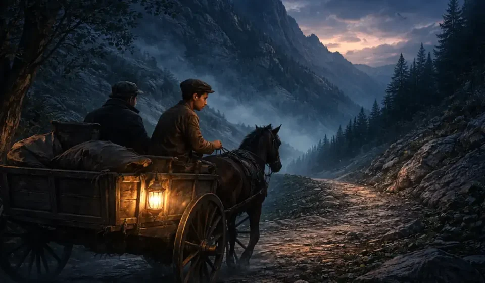 Anadolu’da Bir Gece – Peyami Safa Hikâyesi İncelemesi Peyami Safa’nın Anadolu’da Bir Gece hikâyesinde geçen yolculuğu çağrıştıran, gece vakti Orta Anadolu yollarında ilerleyen at arabası ve sert coğrafya