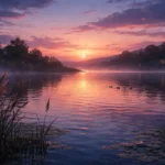 Ahmet Haşim’in Bir Günün Sonunda Arzu şiirindeki akşam izlenimlerini yansıtan, göl ve kamışlarla çevrili sakin doğa manzarası.