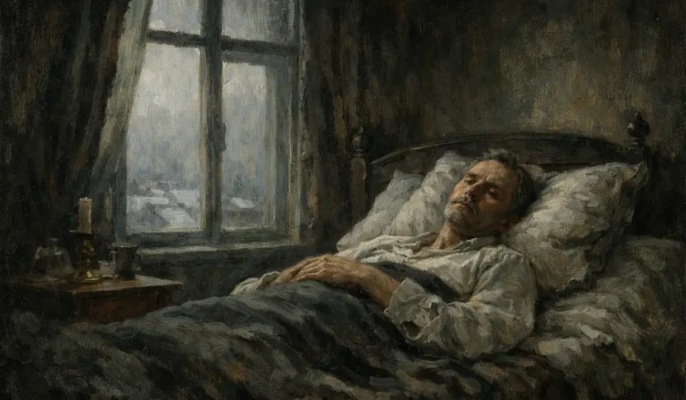 İvan İlyiç’in Ölümü uzun hikâyesinde ölümle yüzleşen bir adamın sessiz ve karanlık iç dünyasını simgeleyen sahne