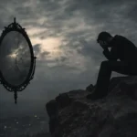 Necip Fazıl Kısakürek’in Ben şiirinde bireyin yalnızlık ve varoluş bunalımını simgeleyen soyut ve karanlık sahne.