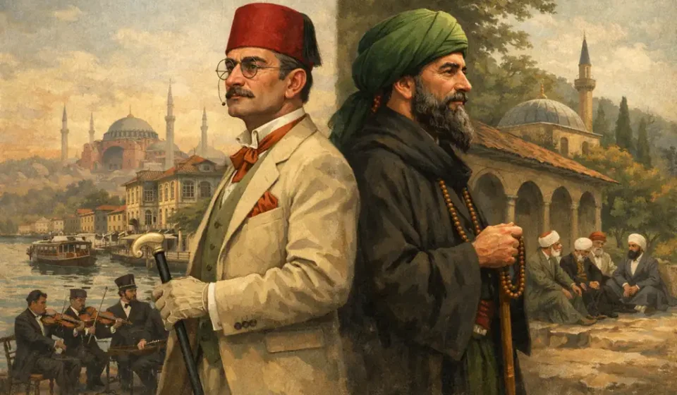 Bir Geçmiş Zaman Hikâyesi’nde Nizamî Bey’in alafranga ve Bektaşi babası kimliklerini yansıtan sahne