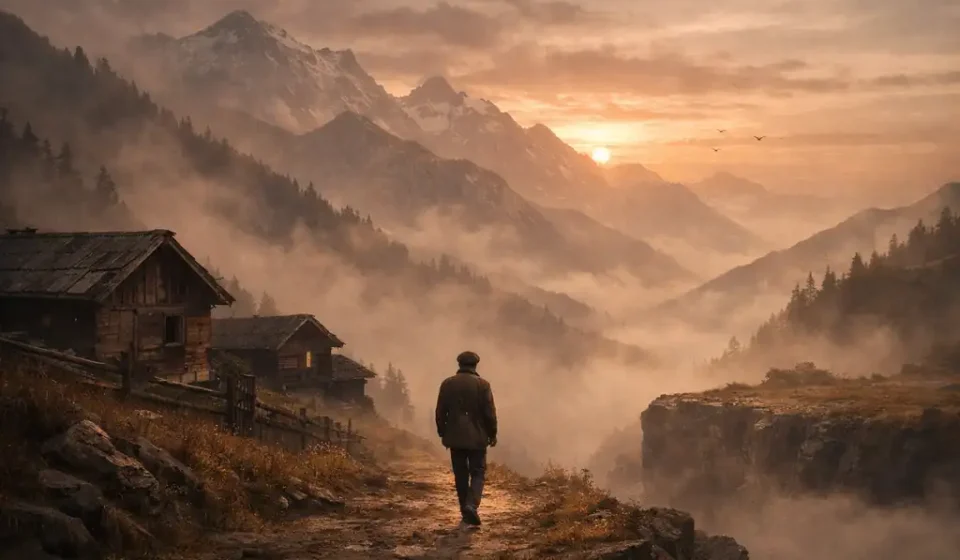 Ahmet Kutsi Tecer’in Kaybolan Ses şiirindeki memleketçi duyarlılığı yansıtan dağlar ve yalnız figür