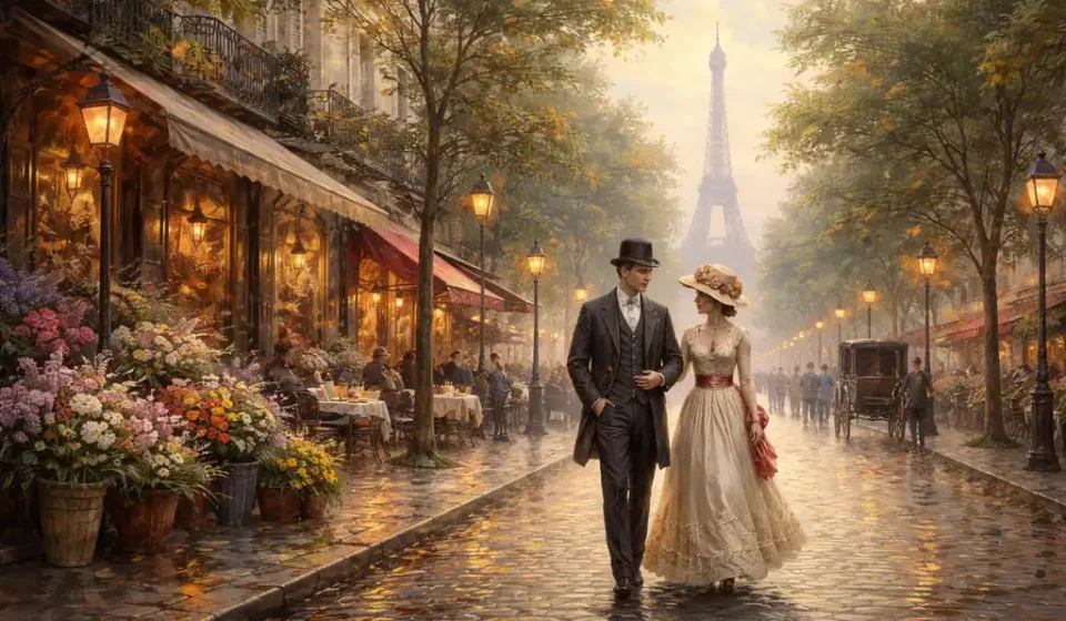 Marcel Proust’un Swann’ların Tarafı romanındaki Paris atmosferini çağrıştıran, 20. yüzyıl başı bir sokak sahnesi