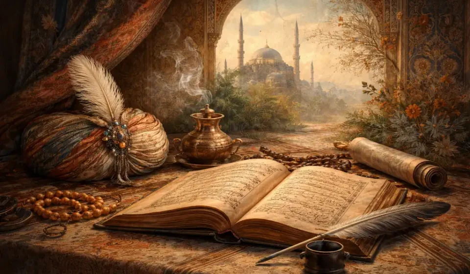 Hayretî: şiirlerindeki tasavvufi, rindane ve serhat ruhunu yansıtan, Osmanlı estetiğine dayalı özgün tematik görsel.